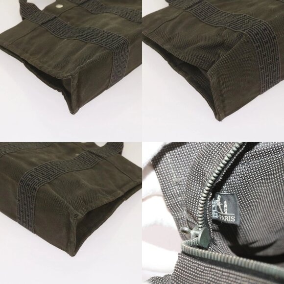 HERMES Her Line PM Tote Bag Canvas Gray Auth 68679 - Picture 15 of 15